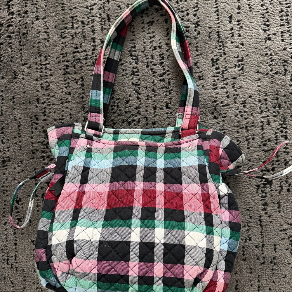 Vera Bradley Multicolor Glenna Satchel Ribbons Plaid Quilted Tote